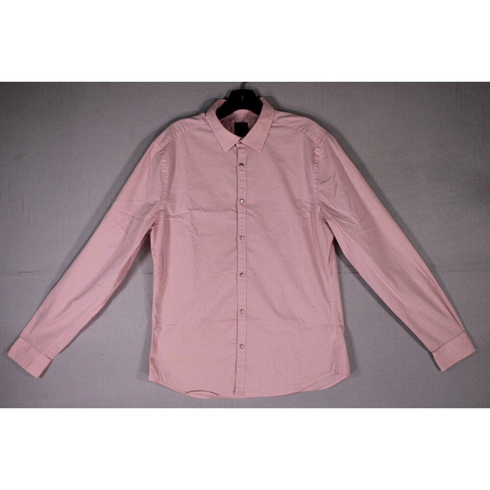 Armani Exchange A|X Men's M Pink Striped Long Sleeve Snap Button Up Shirt